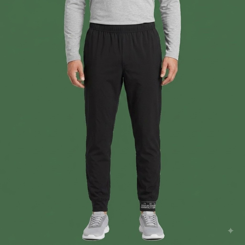 Zella Mens Black Elastic Waist Cuffed Jogger Athletic Pants Size Medium EUC
